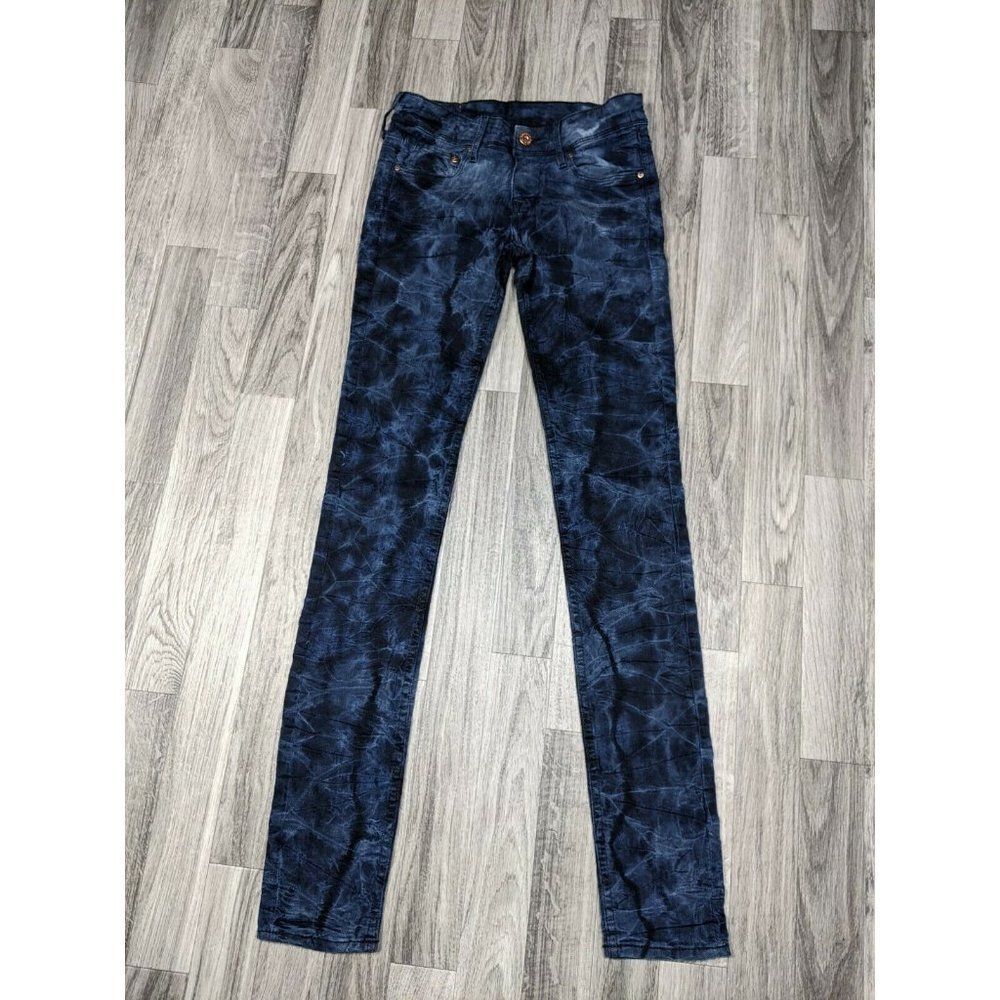 &Denim By H&M Womens Blue Marbled Stretchy Low Waist Skinny Pant Size 25/32‎